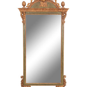 Appraisal: A North Italian Green-Painted and Parcel Gilt Pier Mirror Late