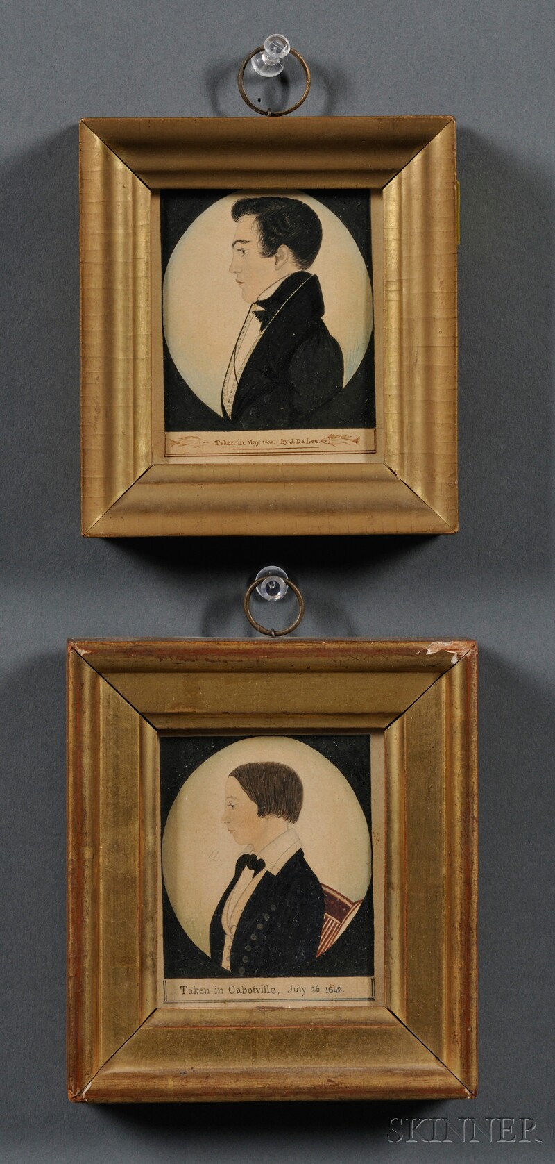 Appraisal: Justus Da Lee American - Two Profile Portrait Miniatures of