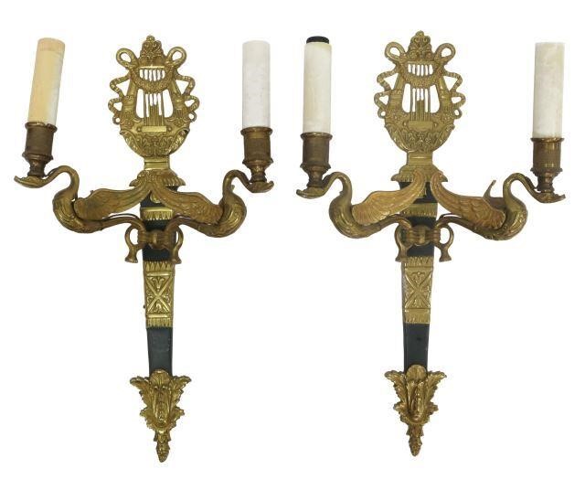 Appraisal: pair French Empire style gilt metal wall sconces th c