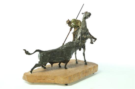 Appraisal: BRONZE OF BULL AND CAVALEIRO AMERICAN OR EUROPEAN LATE TH