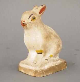 Appraisal: Chalkware rabbit A late th century chalkware rabbit with original