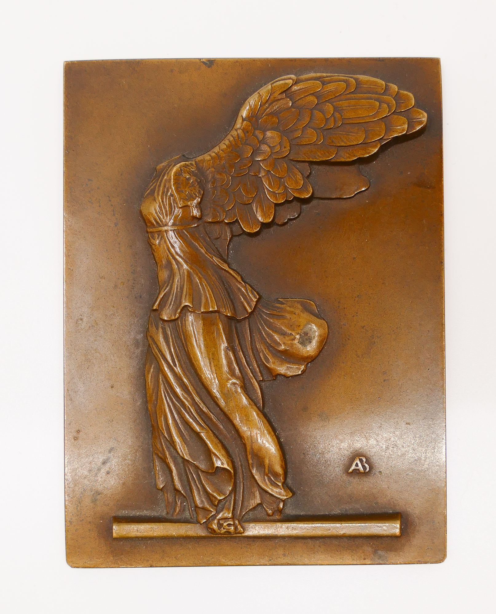 Appraisal: Arthus Bertrand Winged Victory Bronze Plaque- x ''