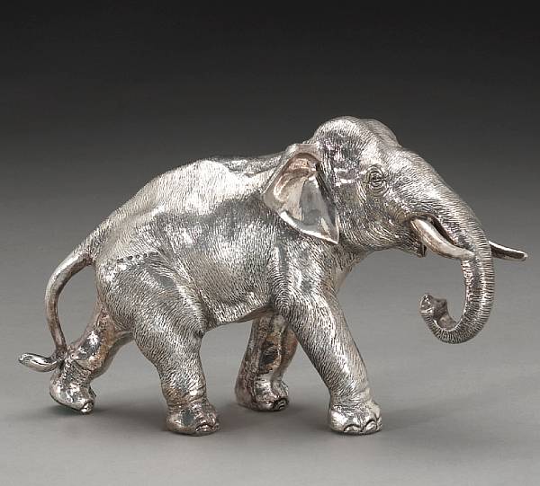 Appraisal: An Asian silver walking elephant figureWith English import marks for