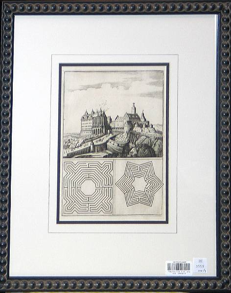 Appraisal: Four German framed black and white prints of European palace