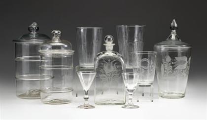 Appraisal: Nine uncolored blown glassware items late th- mid- th century