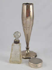 Appraisal: A silver tall panelled vase ht cm marked S and