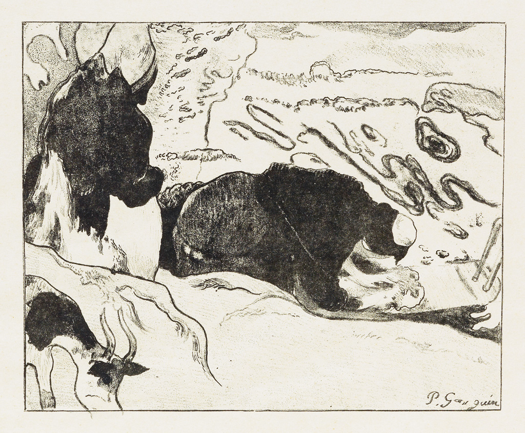 Appraisal: PAUL GAUGUIN Les Laveuses Lithograph on imitation Japan paper x