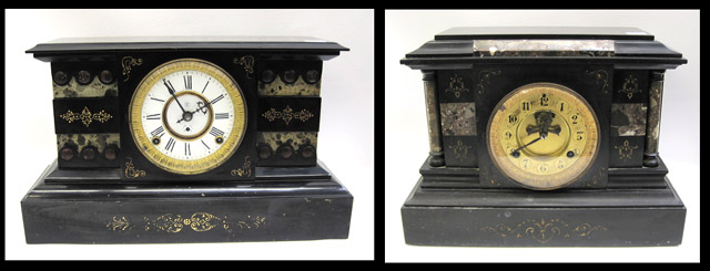 Appraisal: TWO AMERICAN ARCHITECTURAL CASE MANTEL CLOCKS Frederick J Kroeber -day