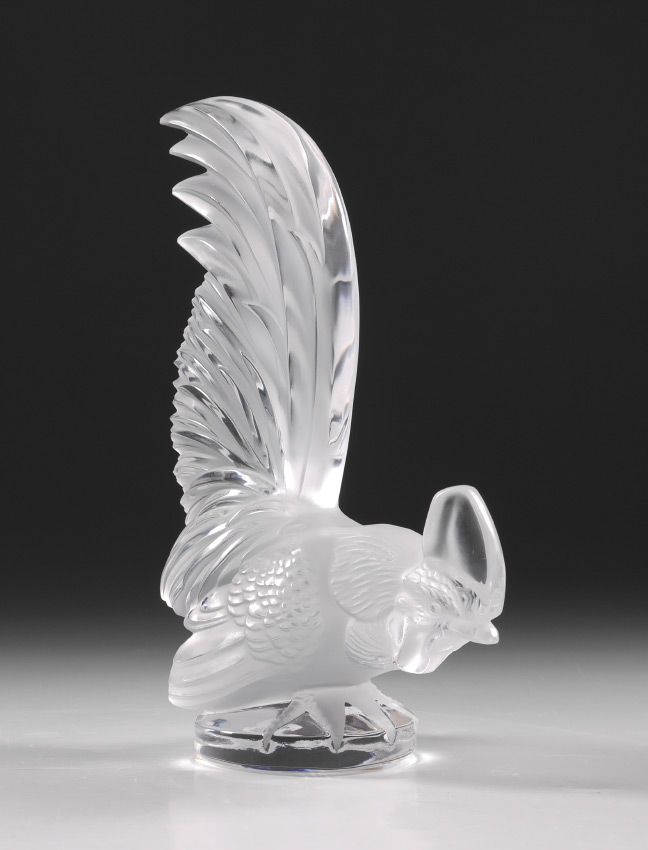 Appraisal: LALIQUE CRYSTAL COQ NAIN CAR MASCOT PAPERWEIGHT Frosted crystal figure