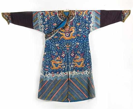 Appraisal: Chinese silk brocade informal robe shoes and hat late Qing