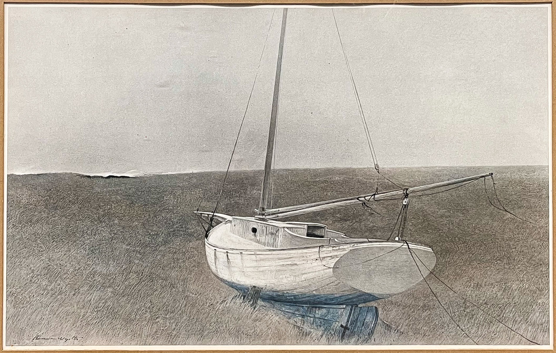 Appraisal: WYETH Andrew American - ''Below Dover'' Registry Edition Master Print