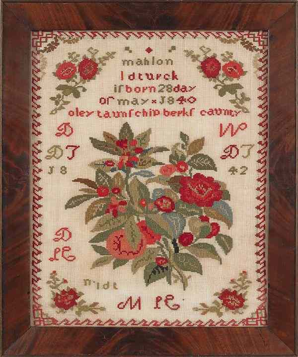 Appraisal: Pennsylvania wool needlework ca wrought by mahlon l dturck is