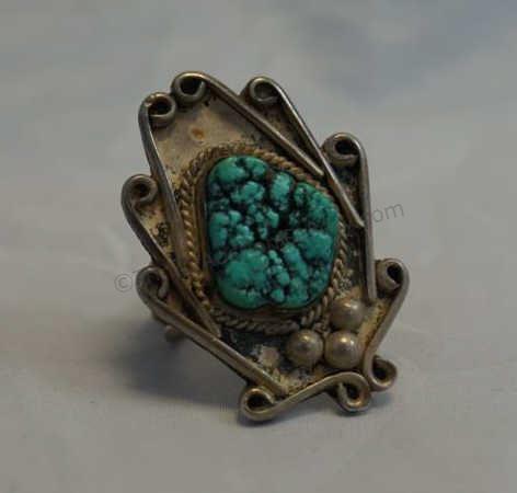 Appraisal: 's- 's Native American - Navajo large silver ring with