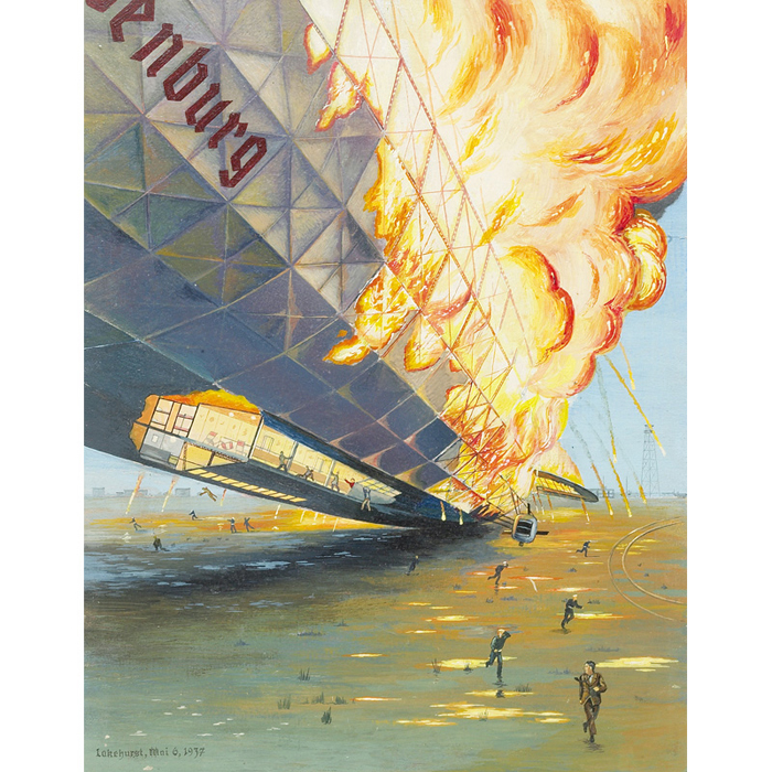 Appraisal: German American School Tragedy at Lakehurst Hindenburg c oil board