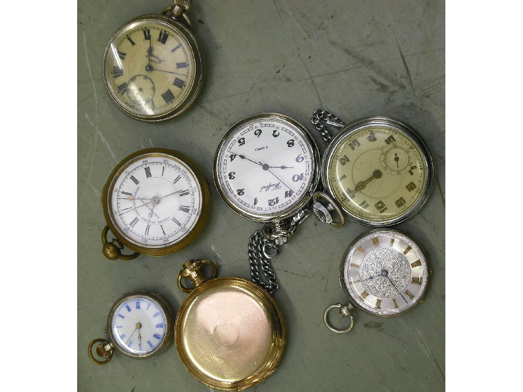 Appraisal: American Waltham gold filled lever hunter pocket watch two silver