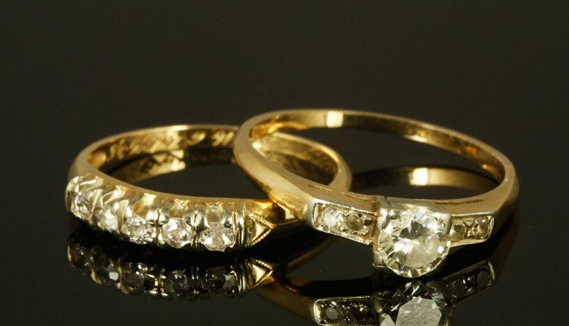 Appraisal: - K Gold and Diamond Ring Set K yellow gold