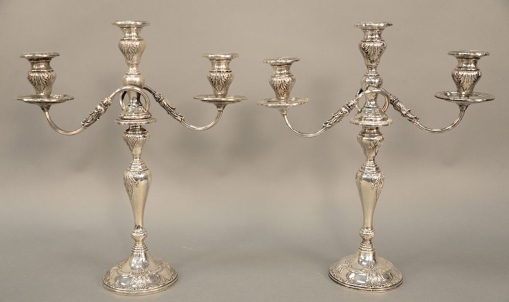 Appraisal: Pair of Frank Whiting sterling silver candelabras having three lights