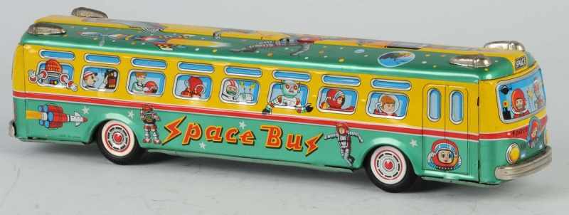 Appraisal: Tin Space Bus Friction Toy Description Japanese Circa s Working