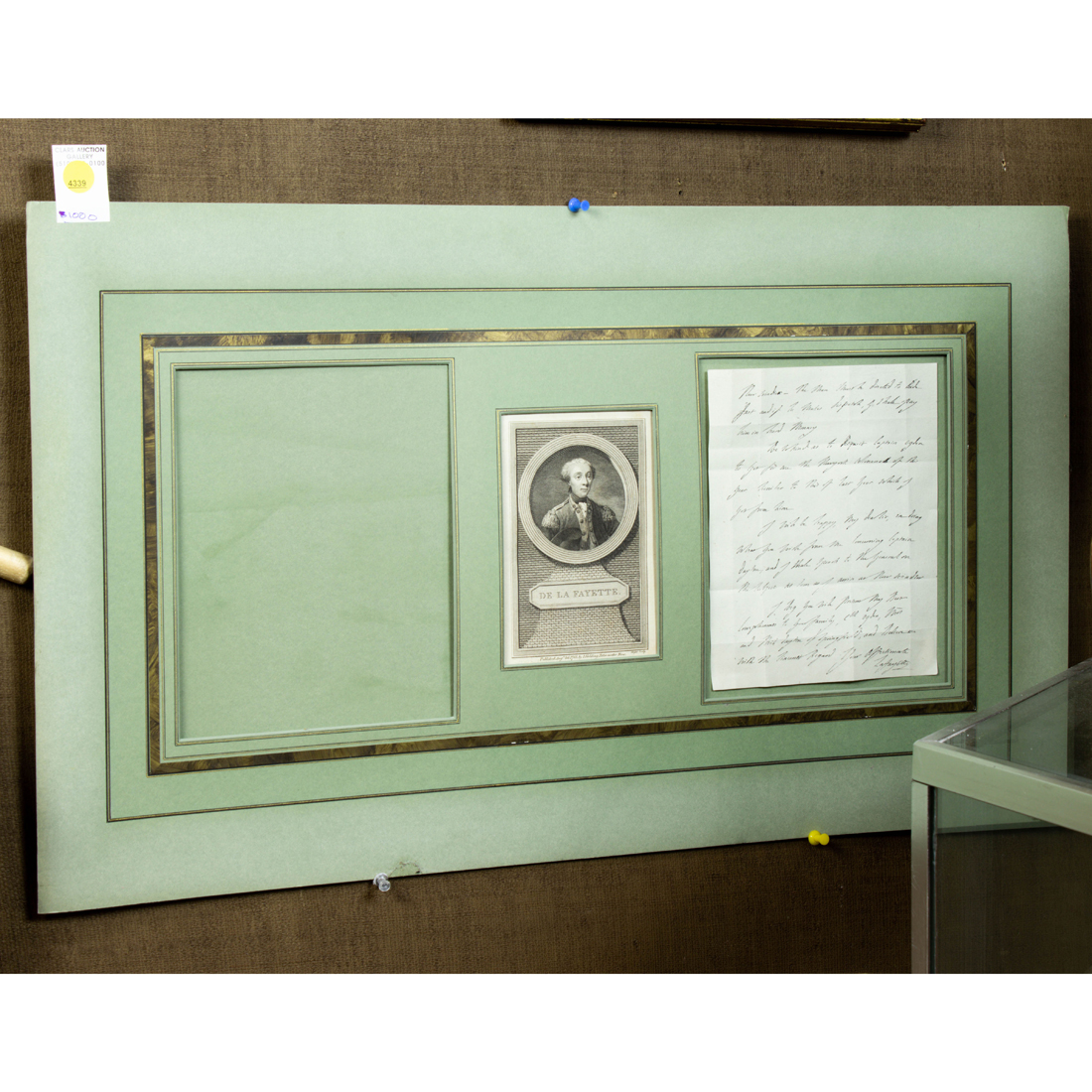 Appraisal: ENGRAVING AND LETTER RELATING TO LAFAYETTE Engraving and letter relating