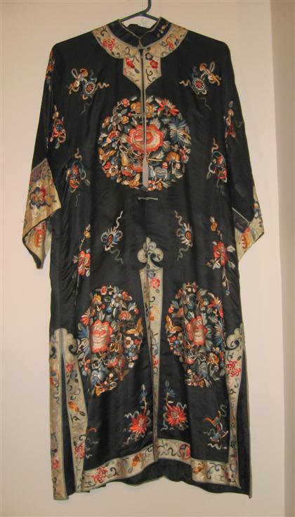 Appraisal: Chinese black ground silk robe th th century