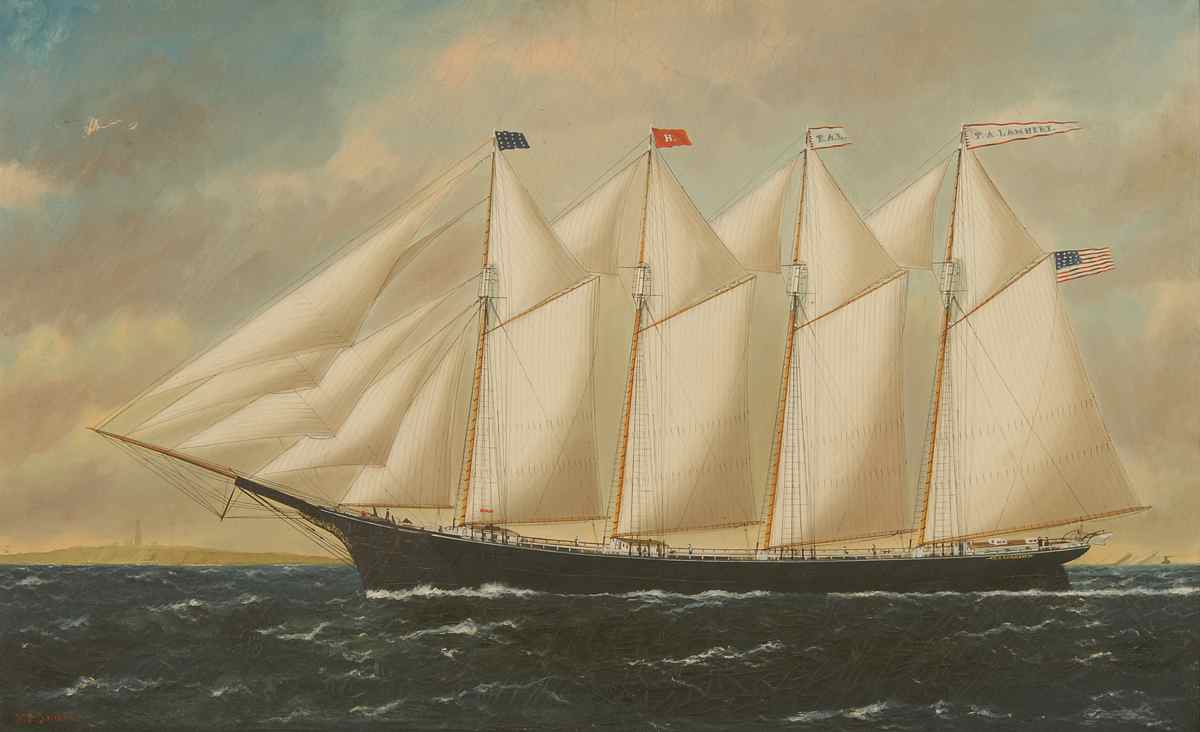 Appraisal: WILLIAM PIERCE STUBBSAmerican - The four-masted schooner T A Lambert