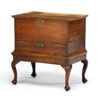 Appraisal: CHERRY SUGAR CHEST ON STAND Single drawer Bermuda ca x