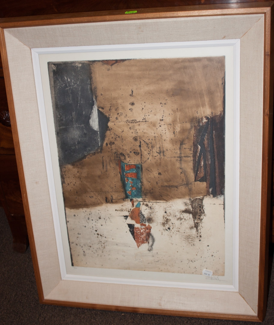 Appraisal: Framed color etching signed Johnny Friedlaender