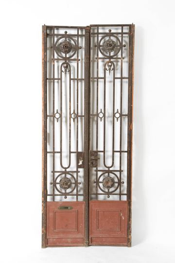 Appraisal: Tall Pair of Wrought-Iron Gates late th century each with