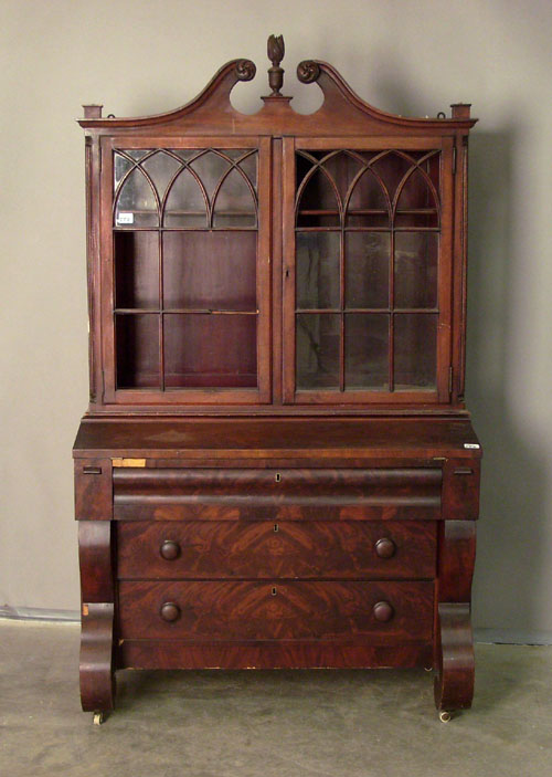 Appraisal: Empire mahogany secretary desk h w