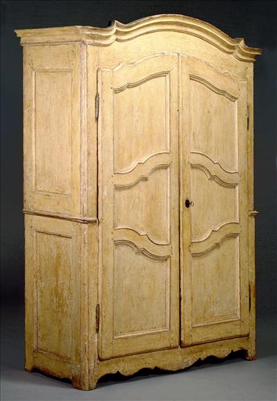 Appraisal: A French yellow painted armoire second half th century the