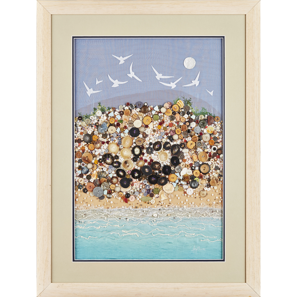 Appraisal: JOY CLUCAS - AND THE GROUP 'SUFFOLK BEACH' MACHINE EMBROIDERED