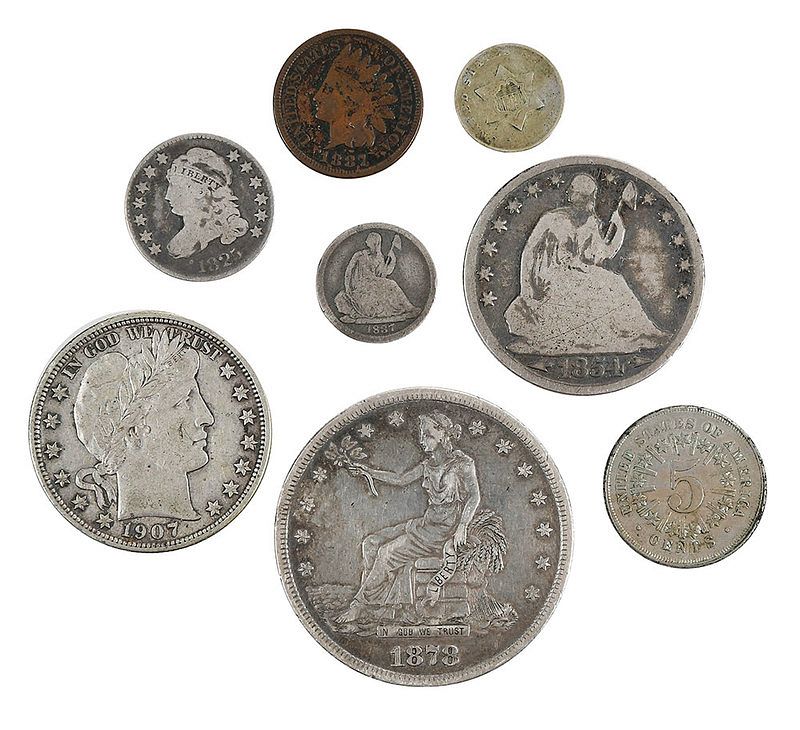 Appraisal: Group of United States Coins Trade Dollar half dollars dimes