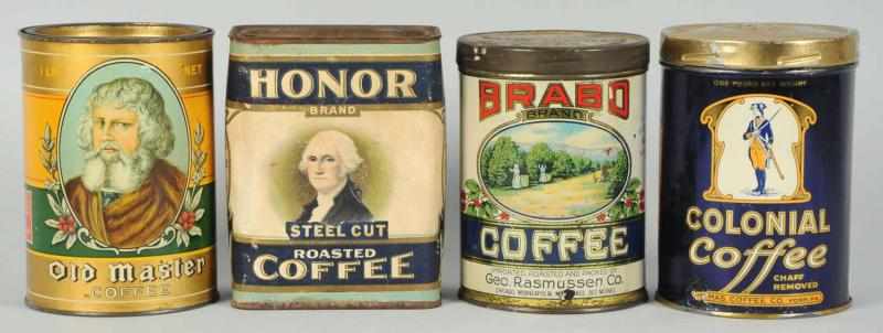 Appraisal: Lot of -lb Coffee Tins Box Light to moderate wear