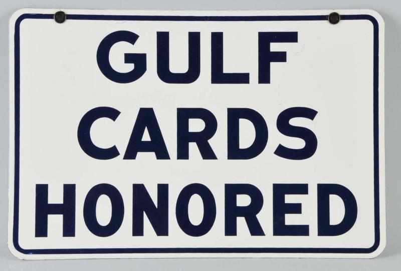 Appraisal: Porcelain Gulf Cards Honored -Sided Sign Description Circa s to