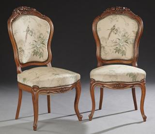 Appraisal: Pair of French Carved Mahogany Louis XV Style Upho Pair