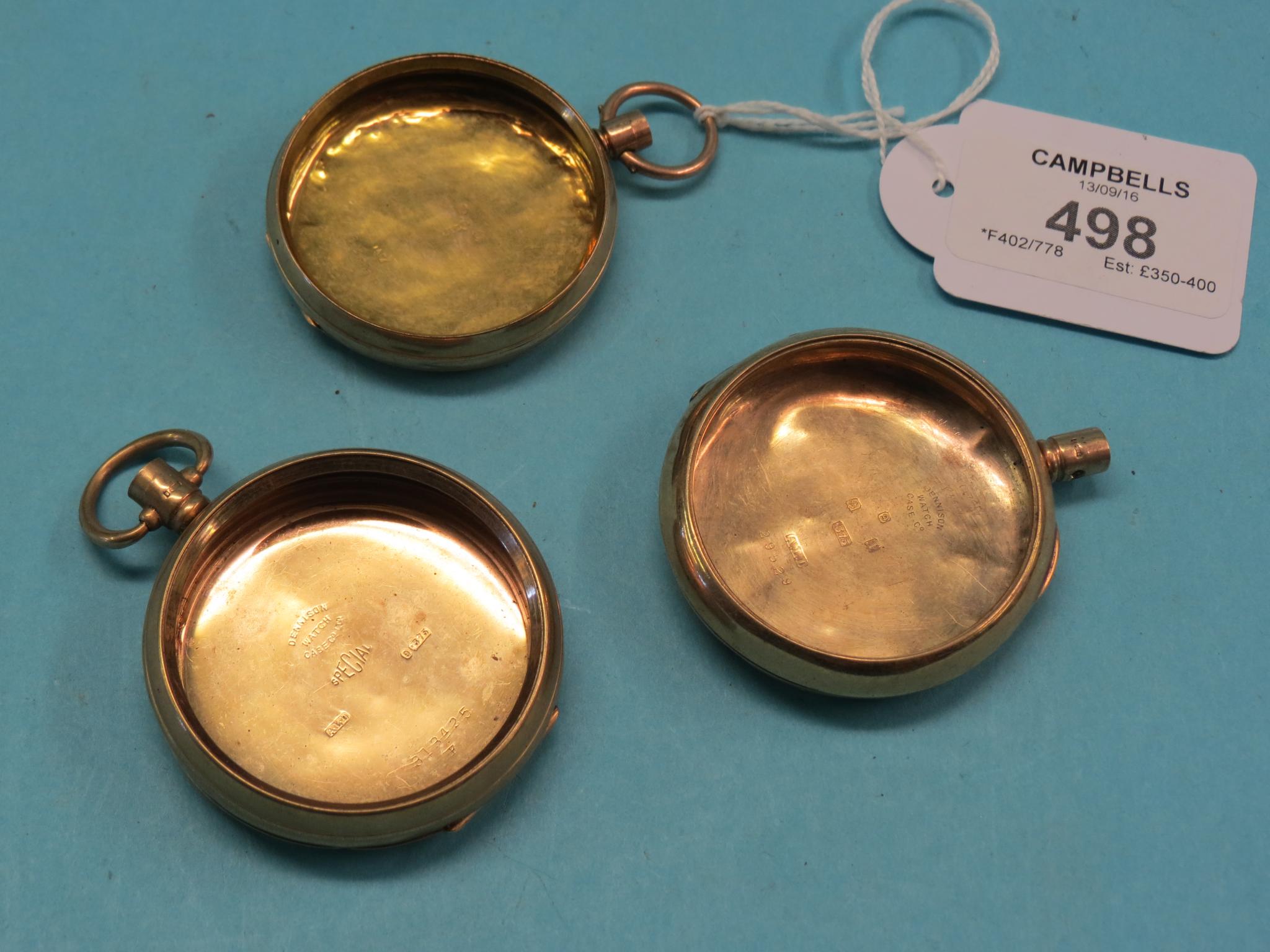 Appraisal: Three ct gold pocket watch cases grams total as viewed