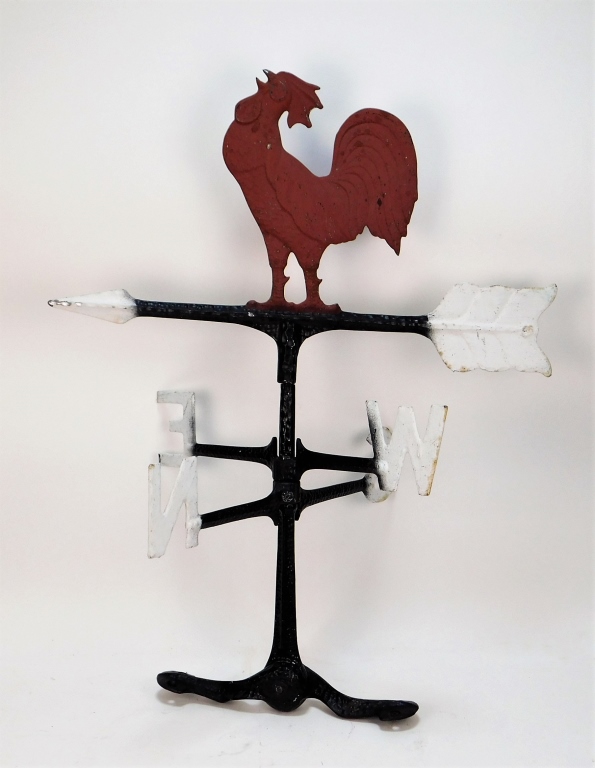 Appraisal: CAST IRON ROOSTER WEATHER VANE United States th CenturyCast aluminum