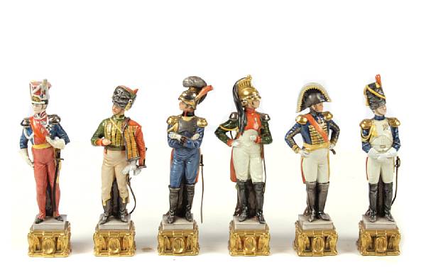 Appraisal: A group of six Capodimonte porcelain figures of generals height