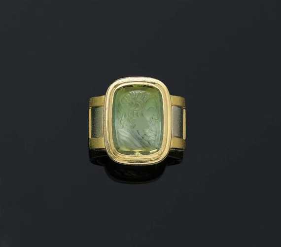 Appraisal: TOURMALINE AND GOLD RING M KEIST-M LLER Yellow and white