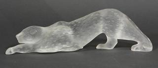 Appraisal: Lalique frosted glass sculpture of a Zella panther Lalique frosted