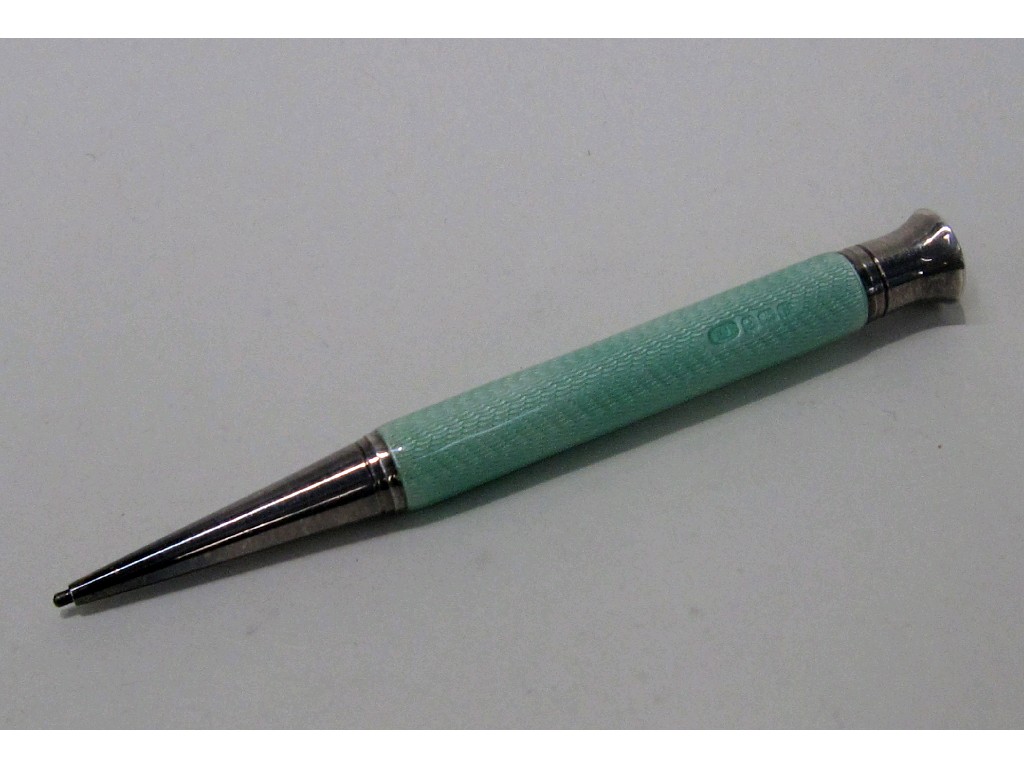 Appraisal: Silver and enamel mounted propelling pencil Birmingham