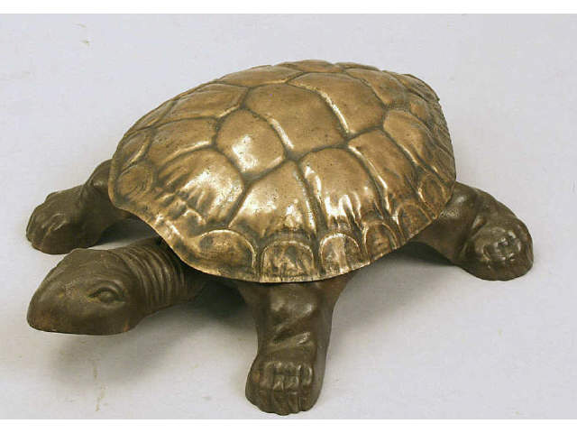 Appraisal: Mechanical turtle spittoon Golden Novelty circa in very good condition