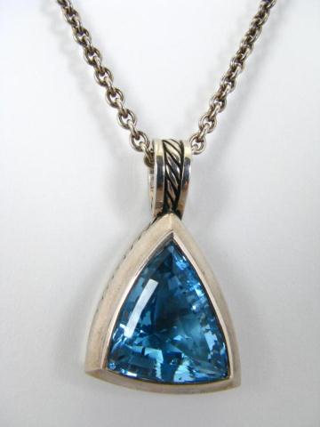 Appraisal: Sterling Silver Triangular Blue Topaz Pendant