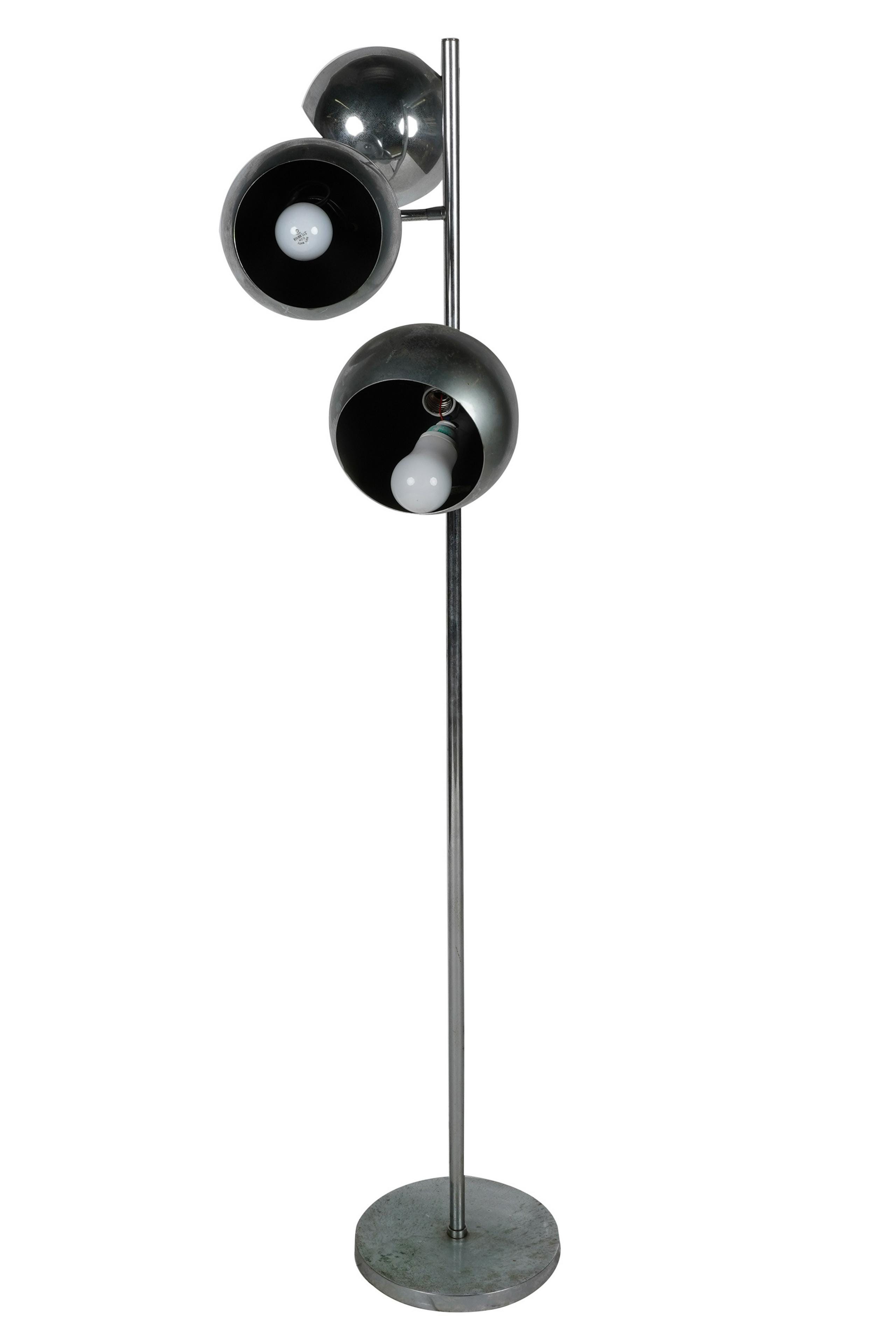 Appraisal: ATTRIBUTED TO ROBERT SONNEMAN CHROME FLOOR LAMP unsigned with three