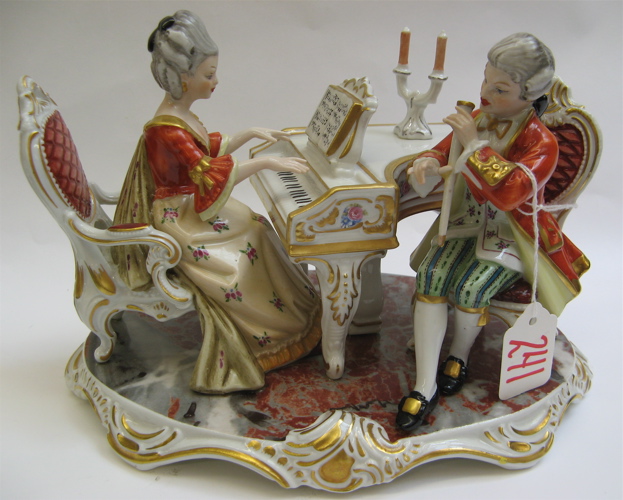 Appraisal: DRESDEN CAPODIMONTE PORCELAIN FIGURAL GROUP thcentury costumed couple the woman