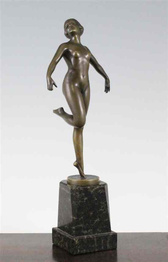 Appraisal: Professor Otto Poertzel - A bronze figure of a dancer