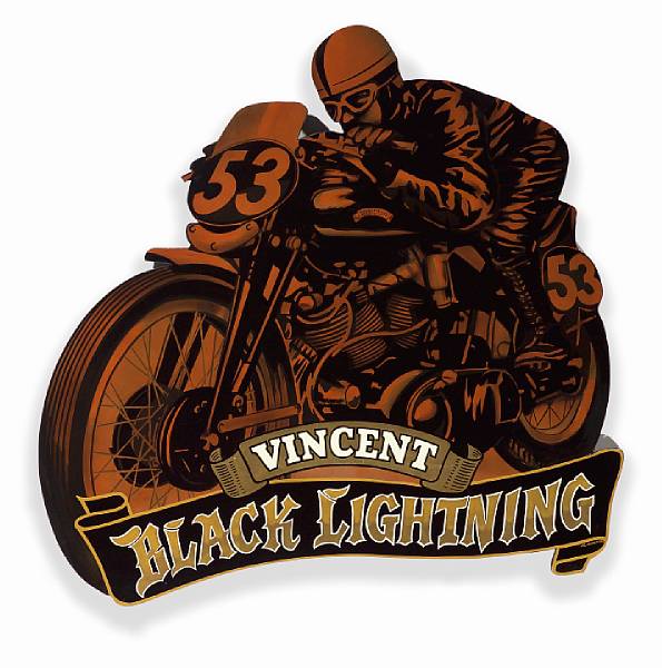 Appraisal: Vincent Black Lightning by Robert Carter oil enamel on cut-out