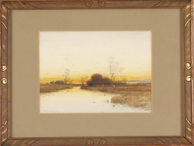 Appraisal: Samuel R Chaffee Sunset landscape with water watercolor x sight