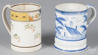 Appraisal: Two English pearlware mugs th c '' h