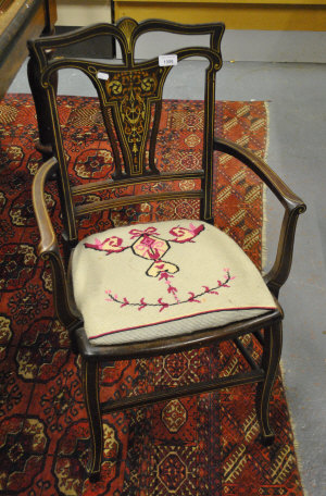 Appraisal: An Edwardian inlaid parlour chair